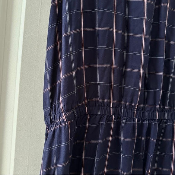 Old Navy Blue Plaid Waist-Defined Flutter-Sleeve Dress Women’s Size Large EUC - Picture 6 of 15